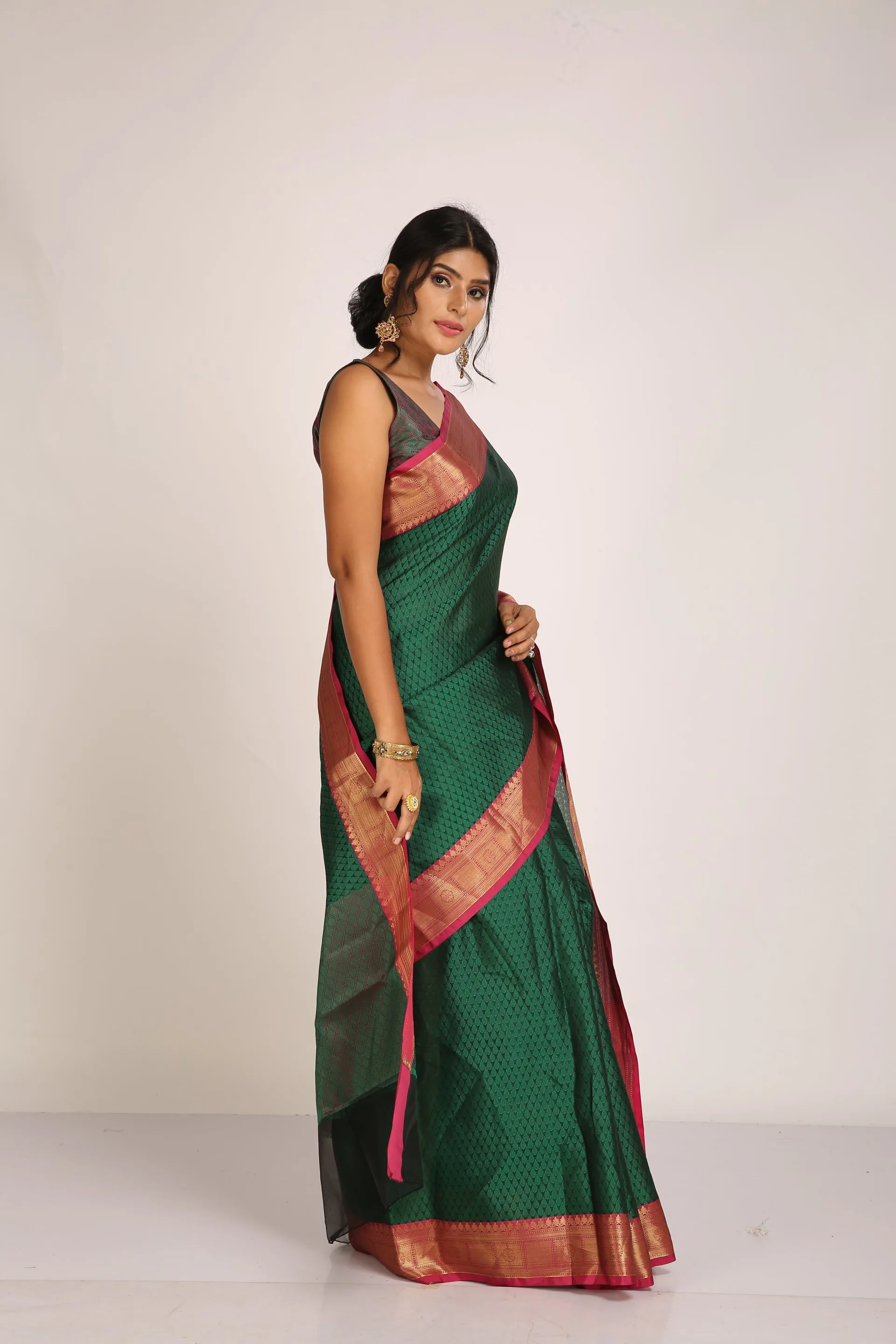 Forrest Green Silk Saree