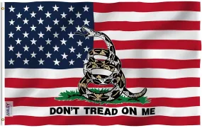 Gadsden American Flag Don't Tread On Me Polyester with Brass Grommets 3 X 5 Ft