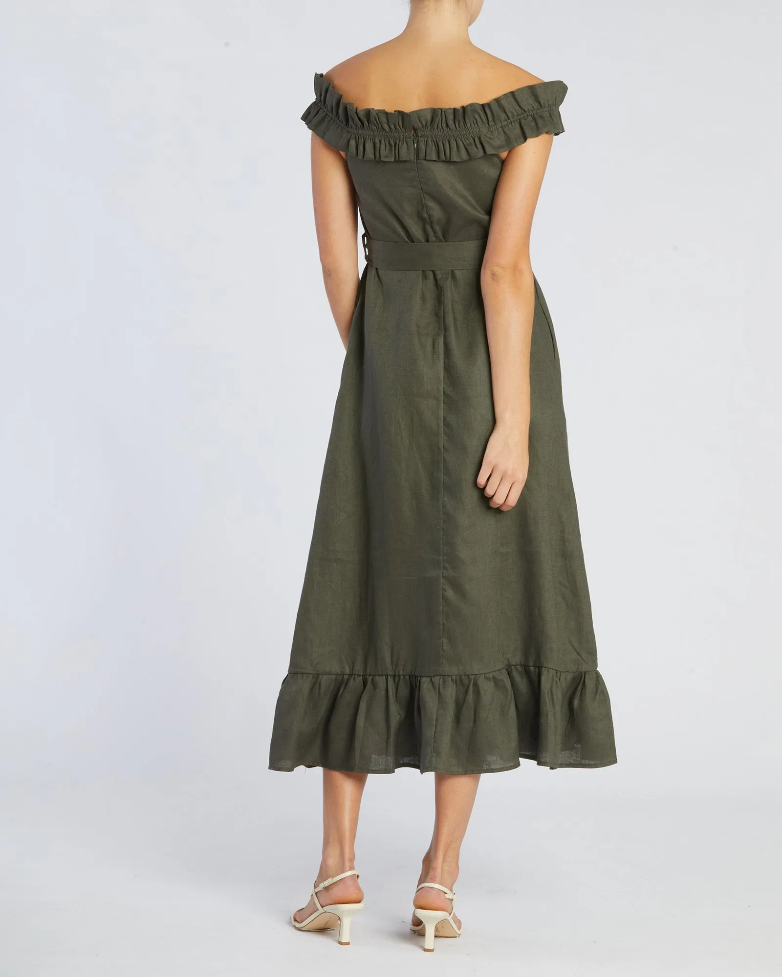 Gaia Linen Dress - Moss