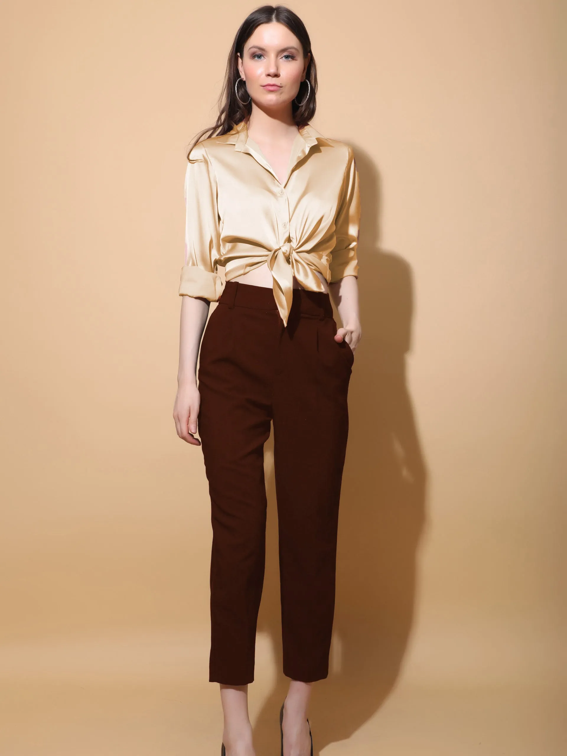 Golden Beige Satin Shirt