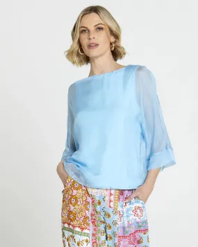 Illusion Silk Top Blue