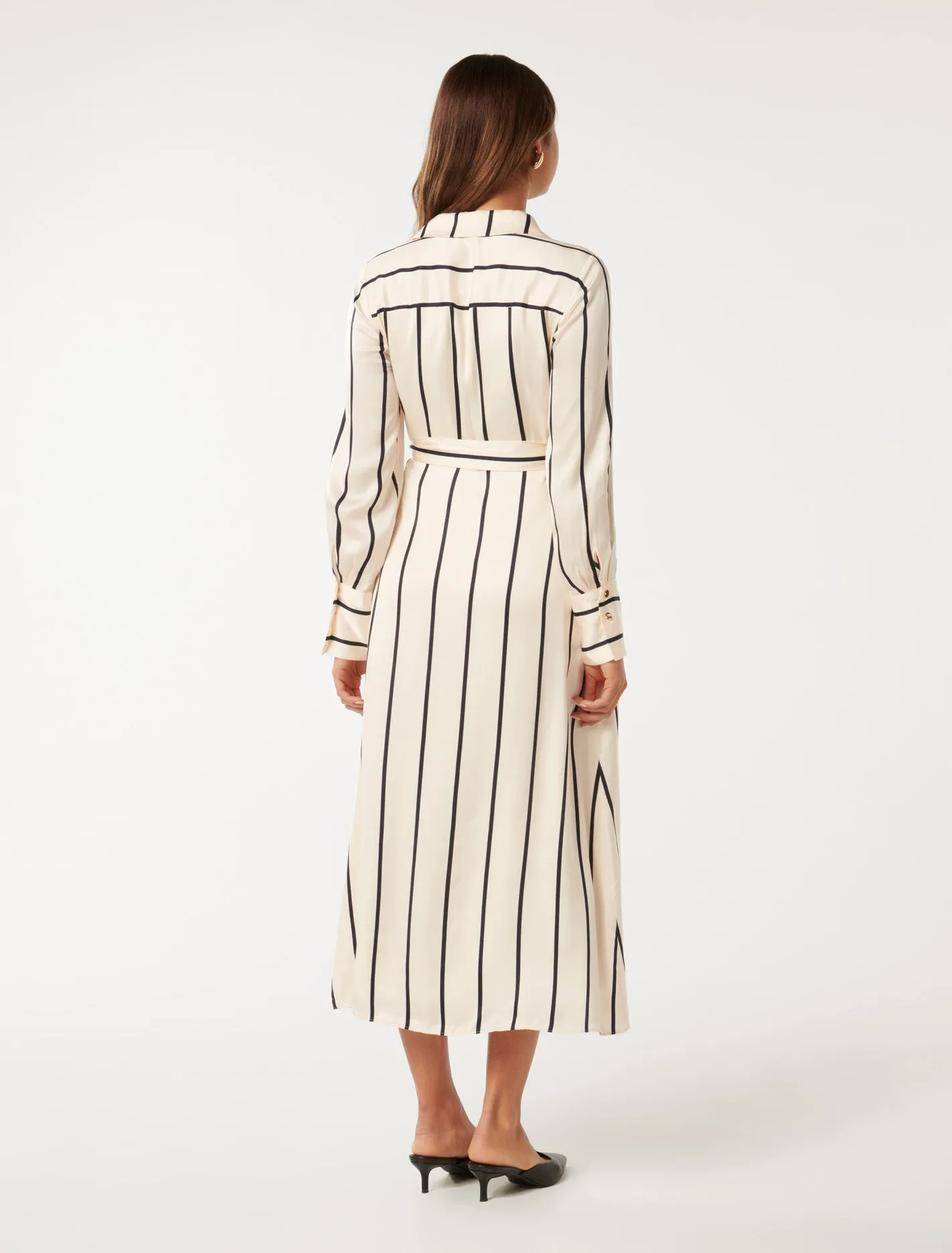 Janine Satin Shirt Midi Dress