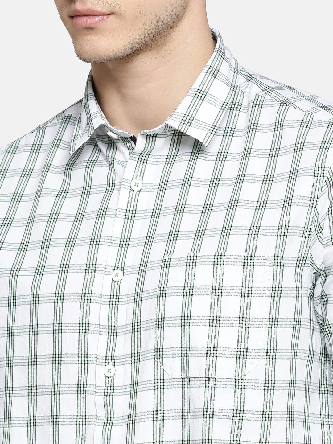 JDC Men White Check Shirt