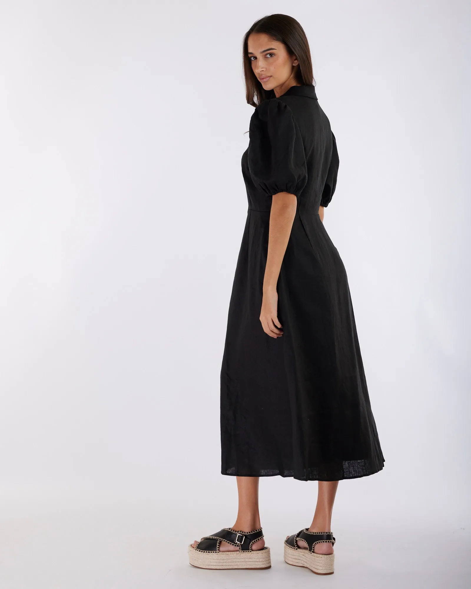 Julius Linen Midi Dress - Black