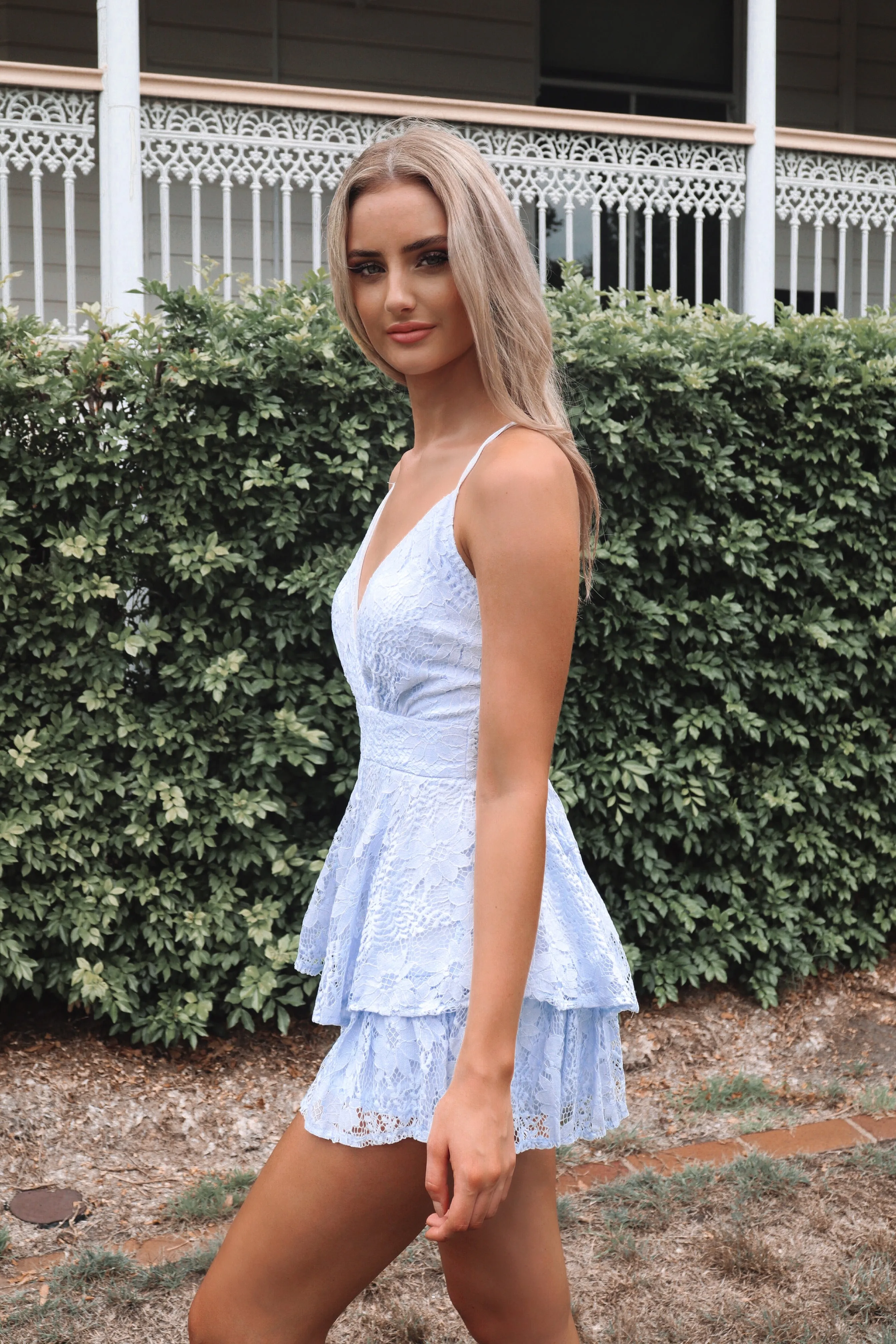 Lace Pixie Playsuit - Blue