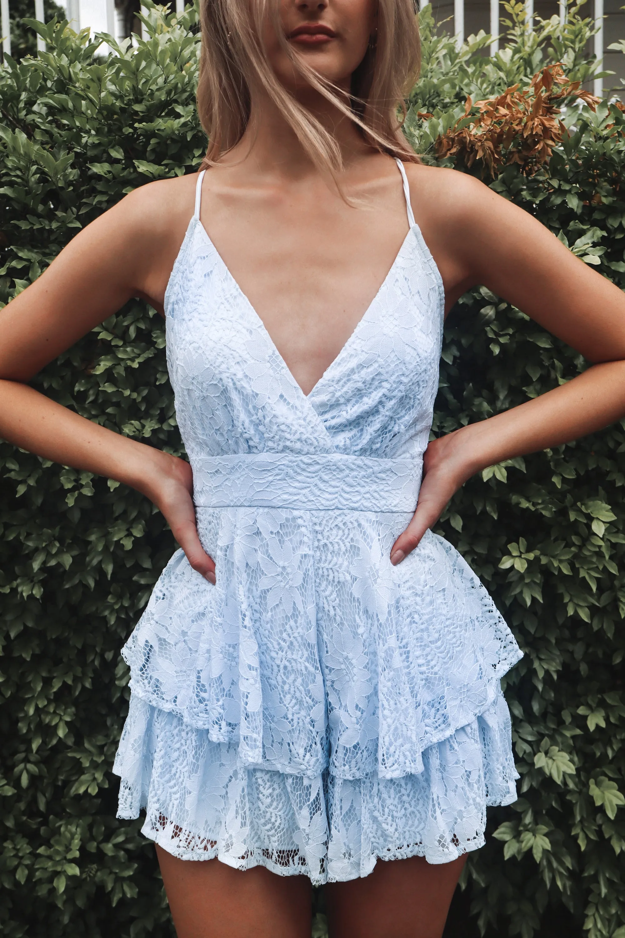 Lace Pixie Playsuit - Blue