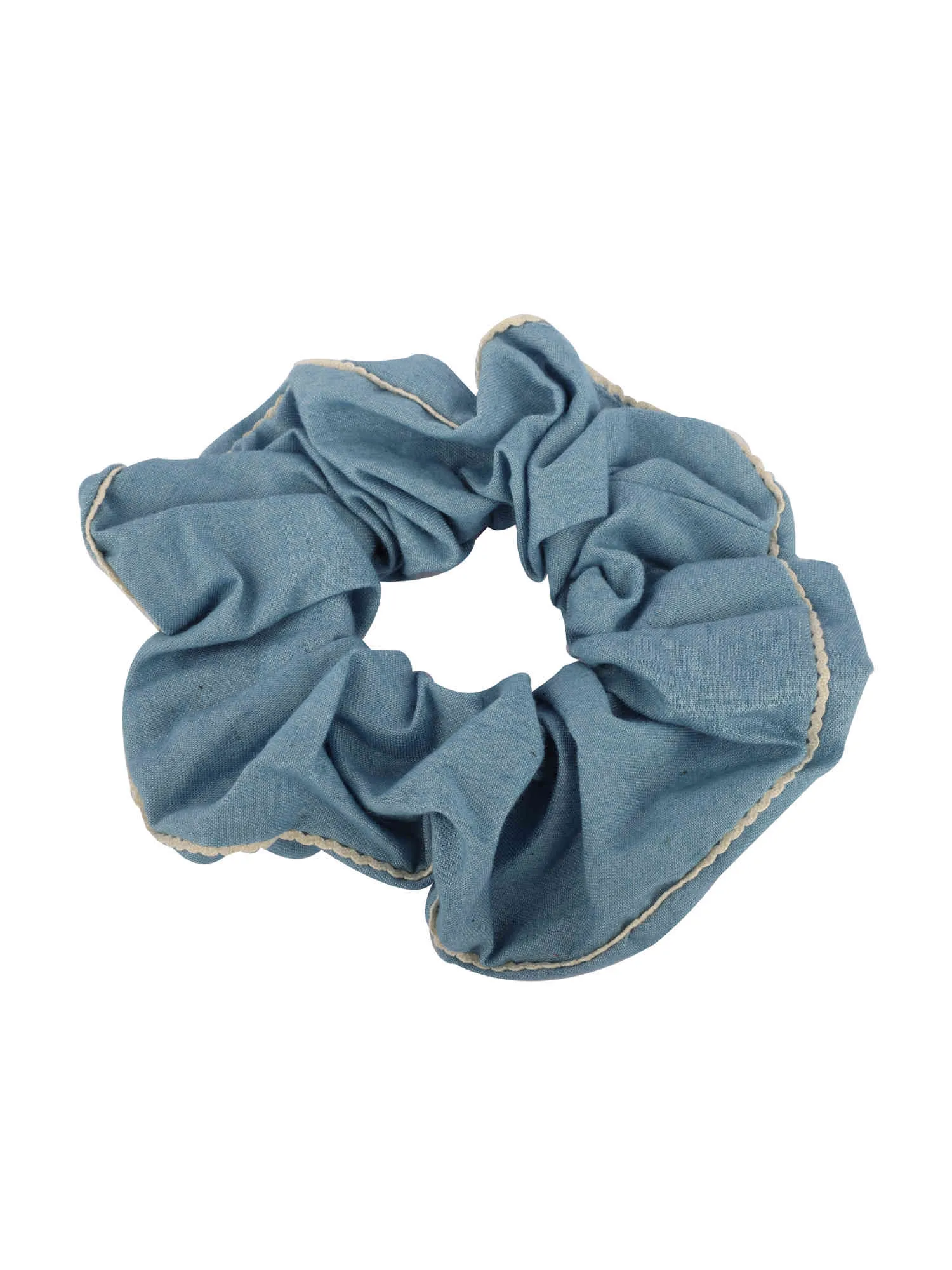 Large Denim Lace Scrunchie