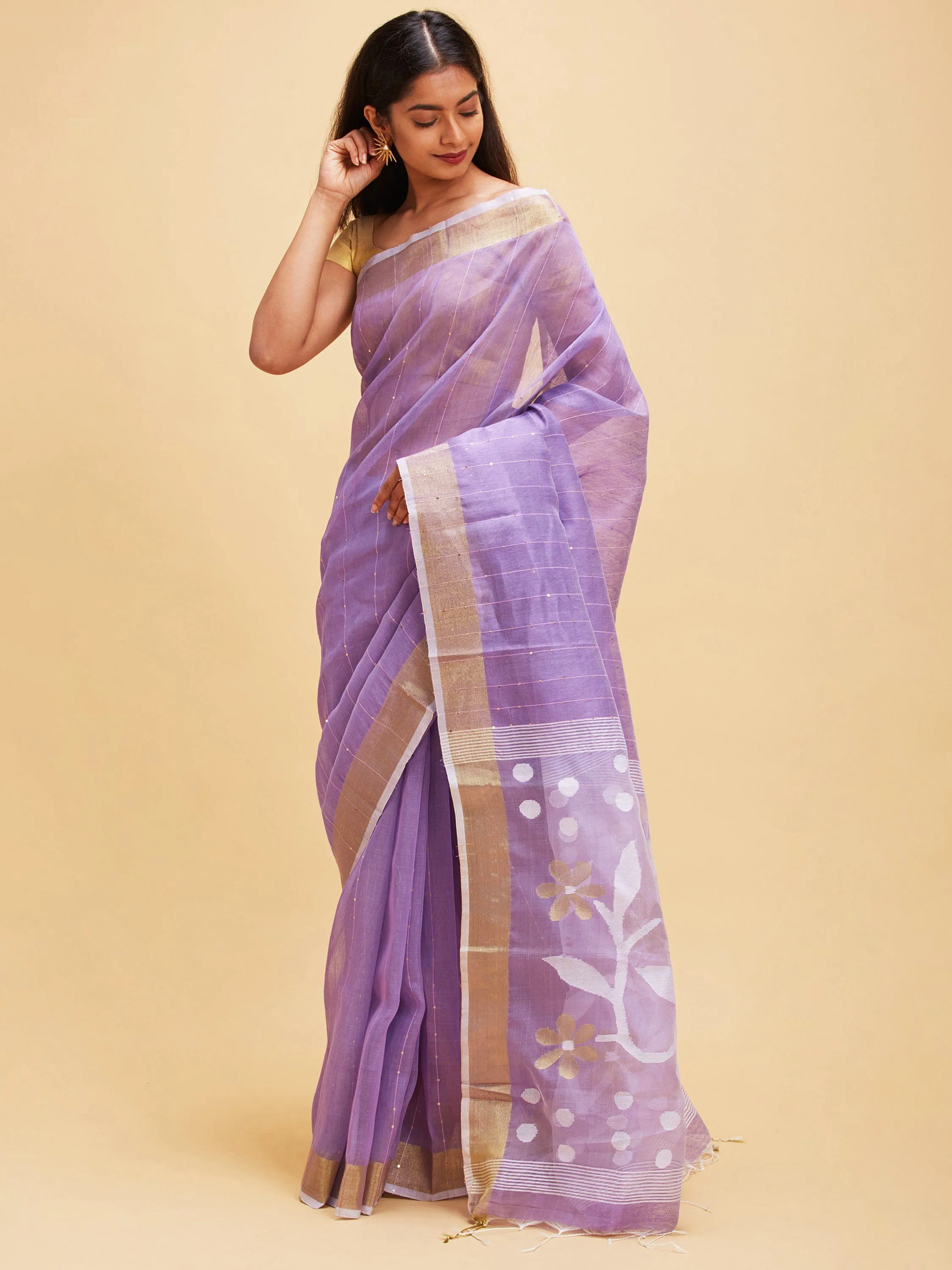 Lavender colored matka silk