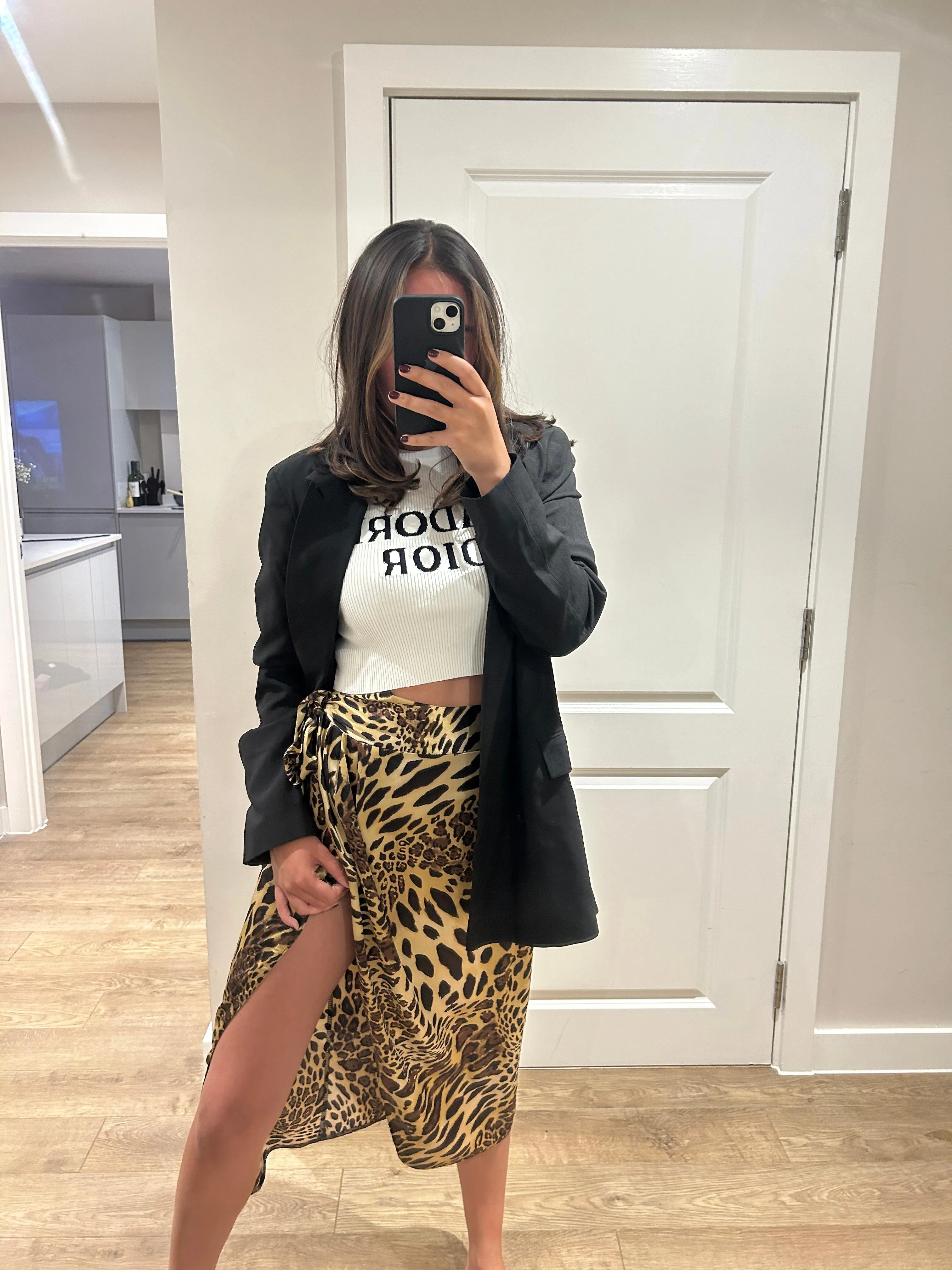 Leopard Satin Wrap Skirt