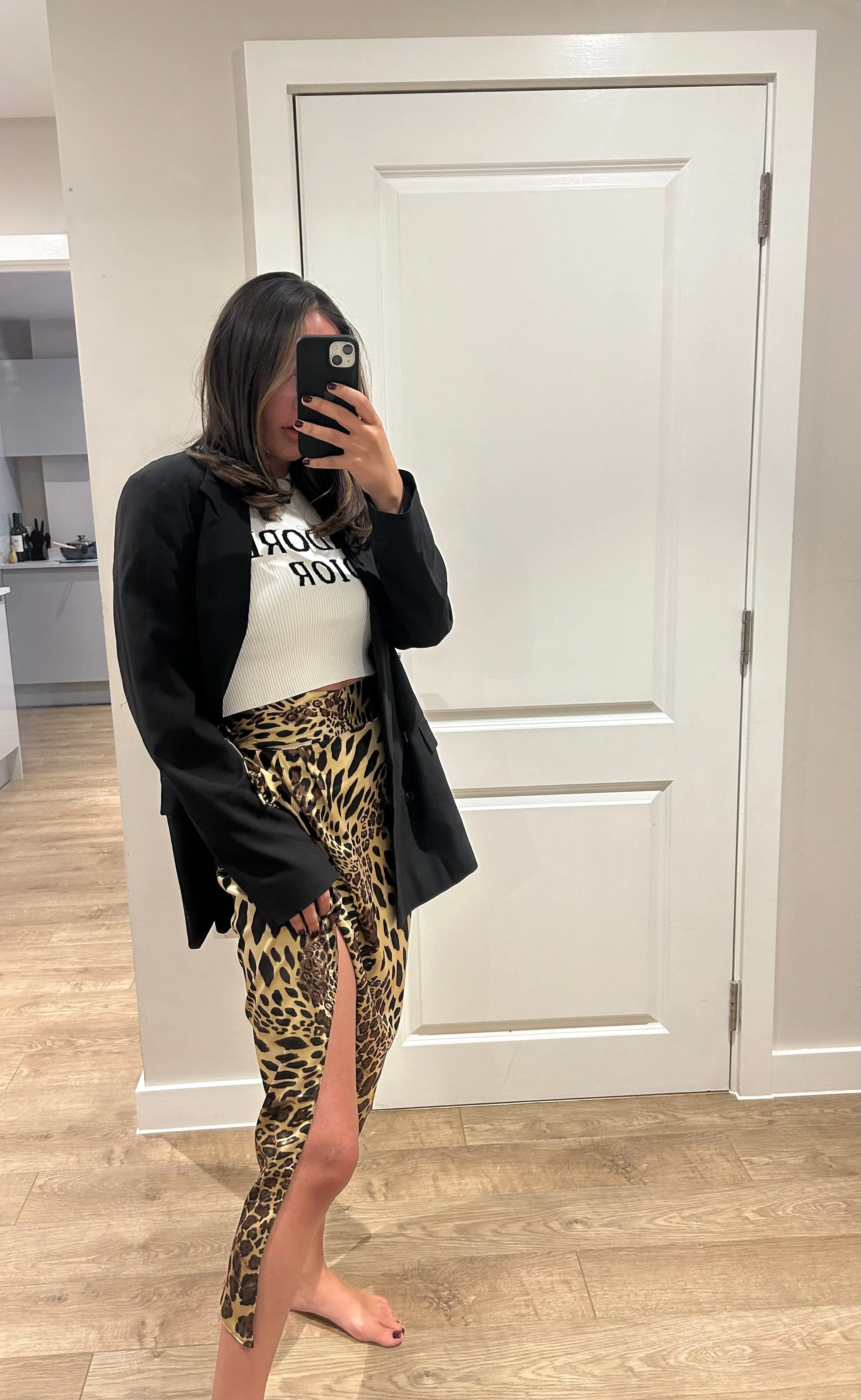 Leopard Satin Wrap Skirt