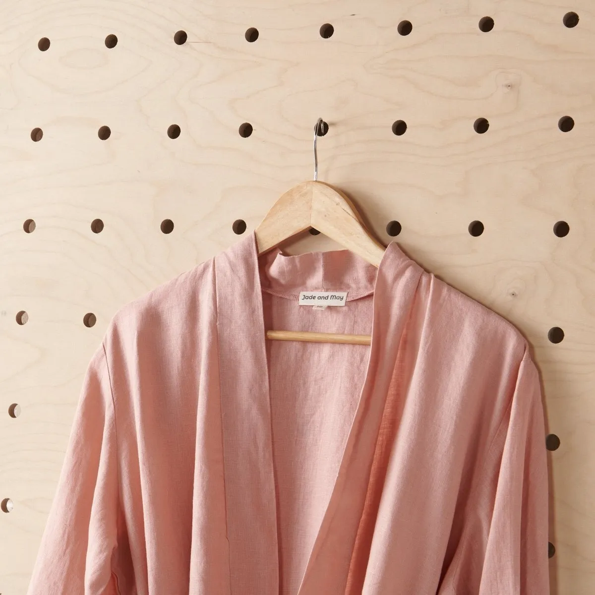 Linen Bathrobe - Pink (Long)