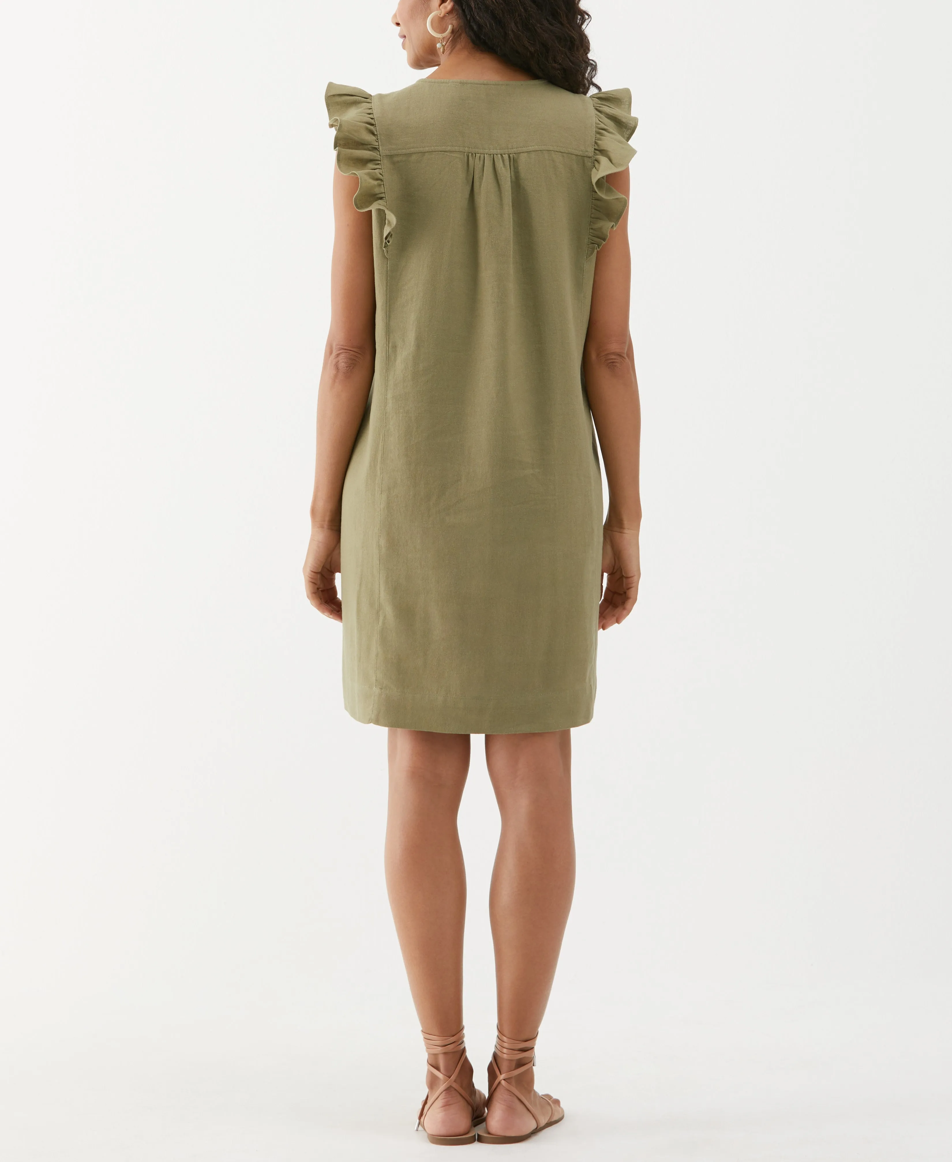 Linen Blend Pintuck Dress