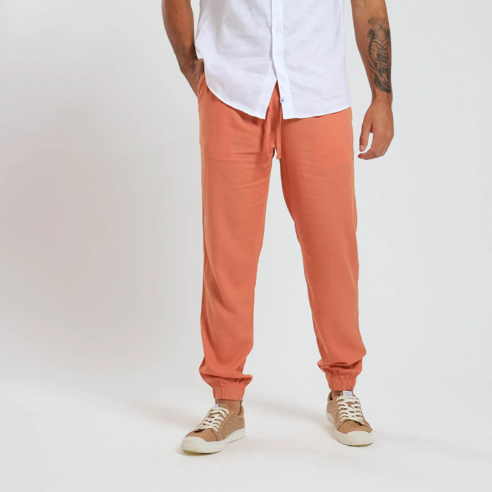 Linen Joggers | Apricot