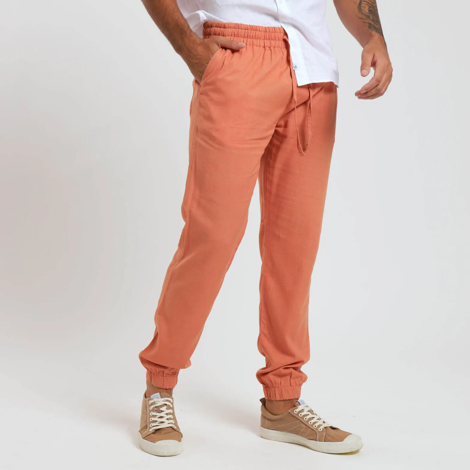 Linen Joggers | Apricot