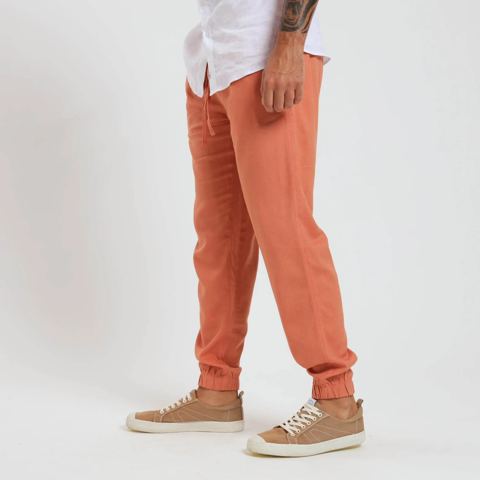 Linen Joggers | Apricot