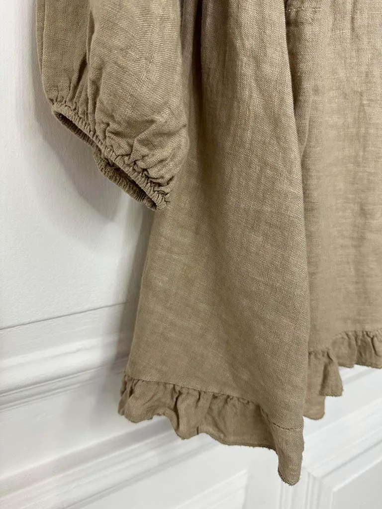 Linen Smock Top - Sand