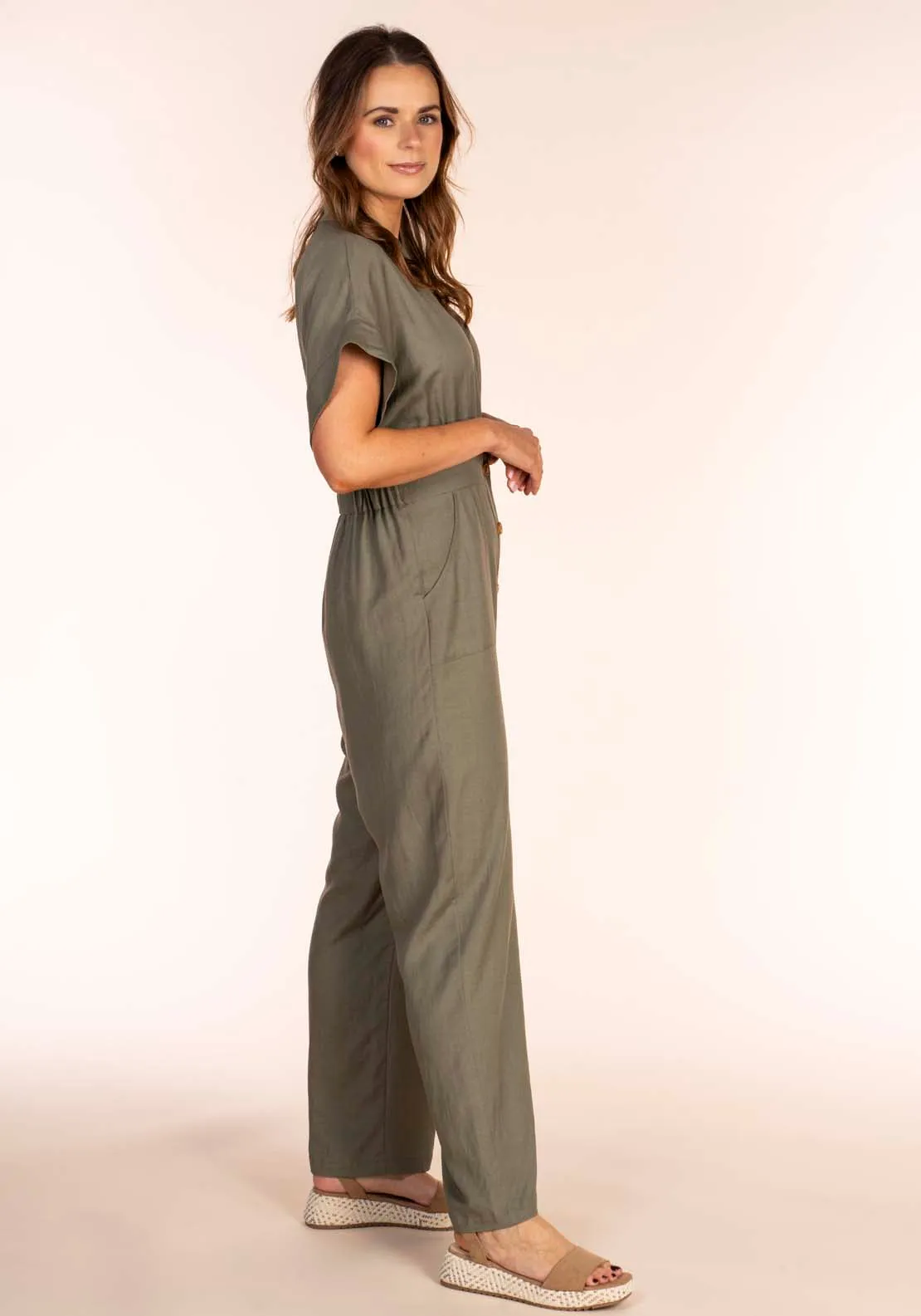 Linen Viscose Jumpsuit - Green