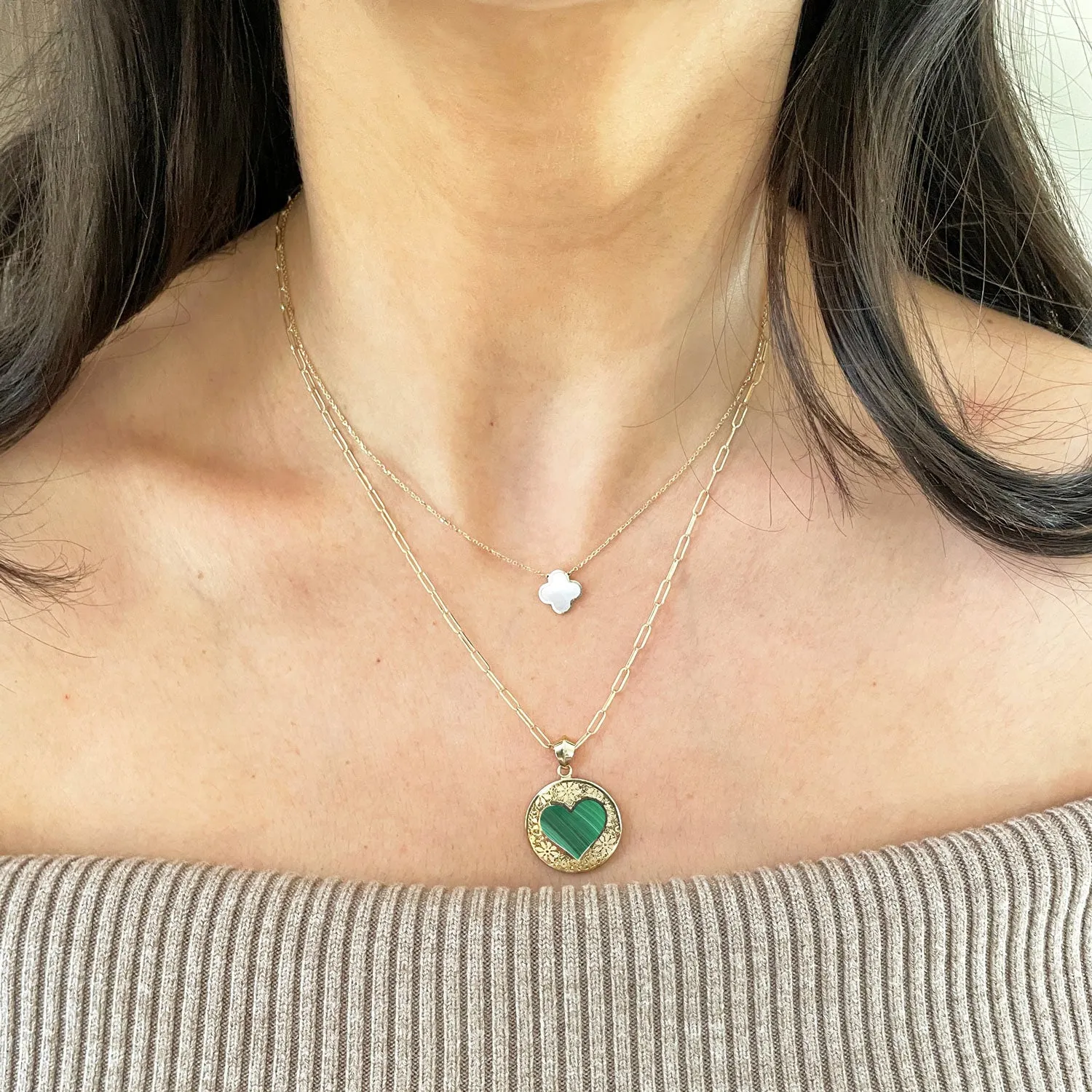 Malachite Lace Heart Charm