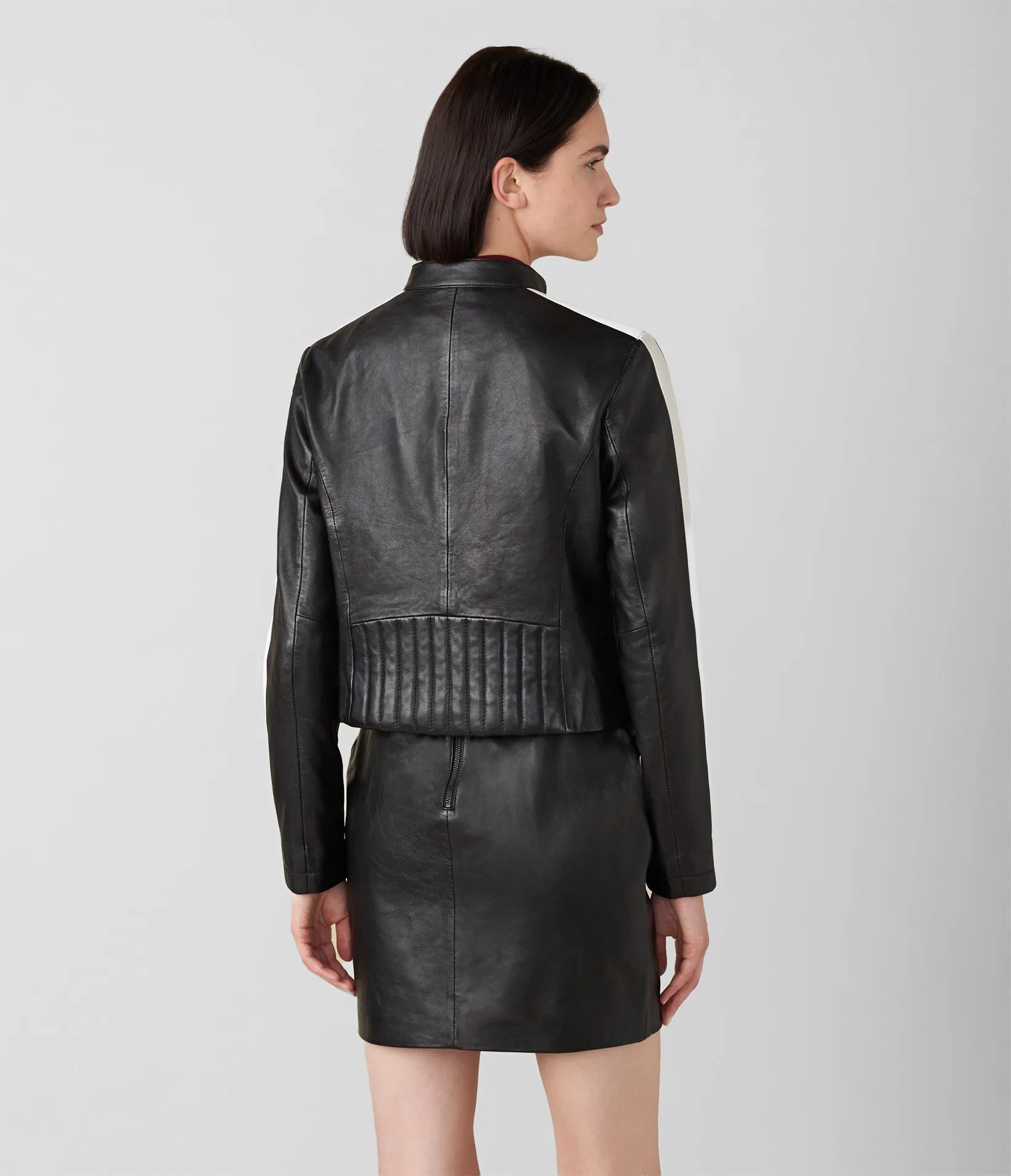 Melissa Leather Jacket With Stripe