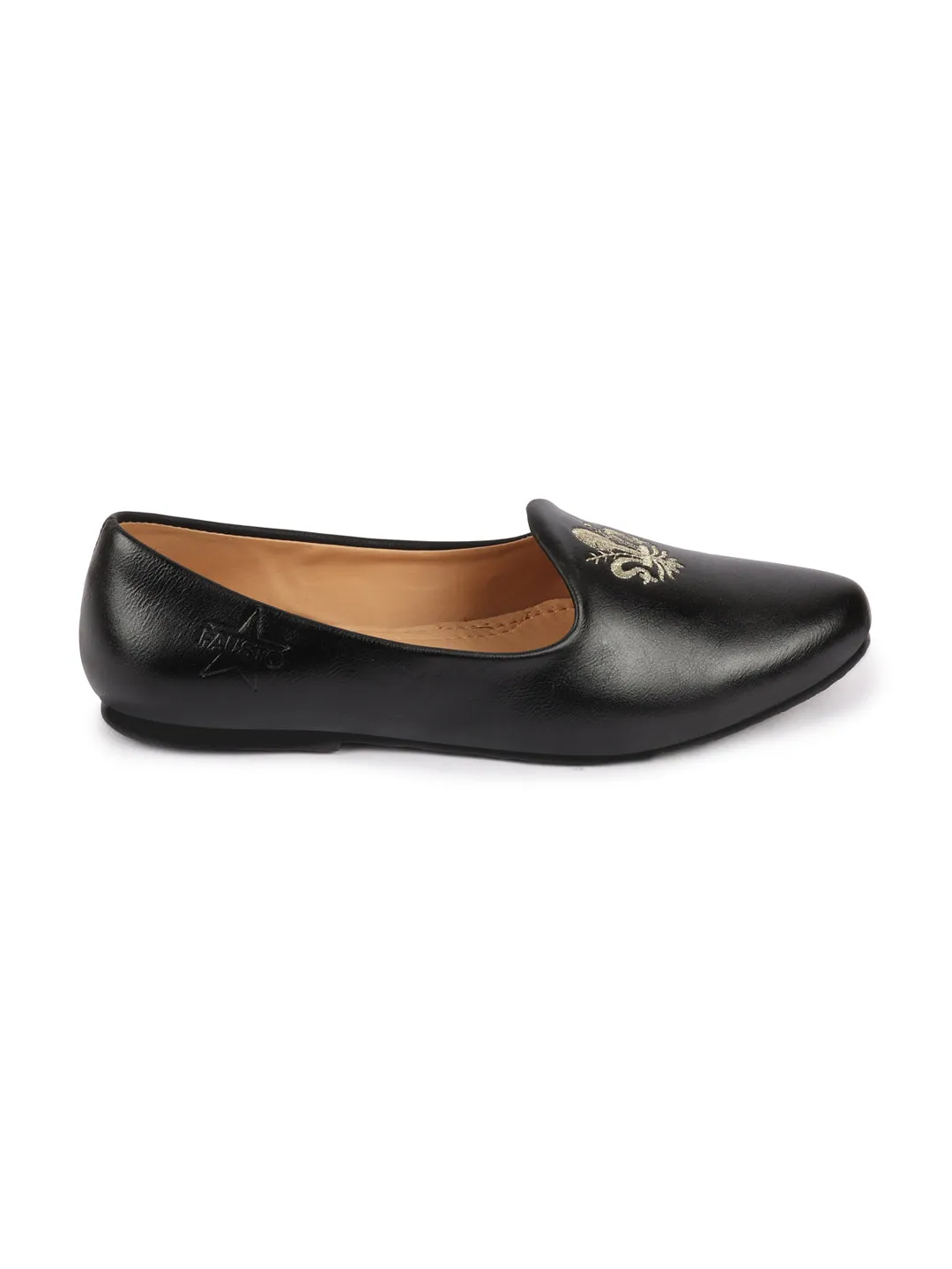 Men Black Ethnic Slip-On Juttis