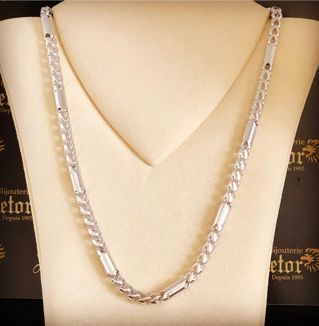 Men white gold chain