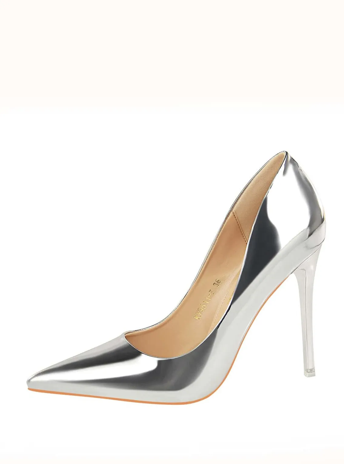 MetallicPatent Leather PointToeStilettoHeeledPumps