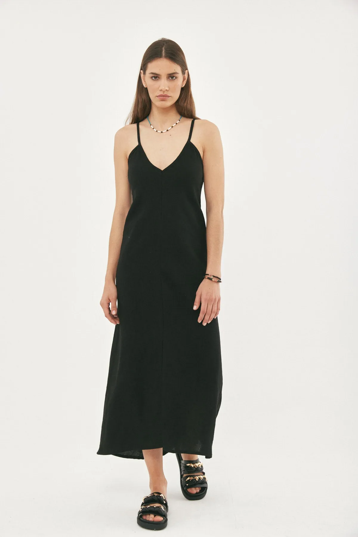 MIA BLACK LINEN DRESS