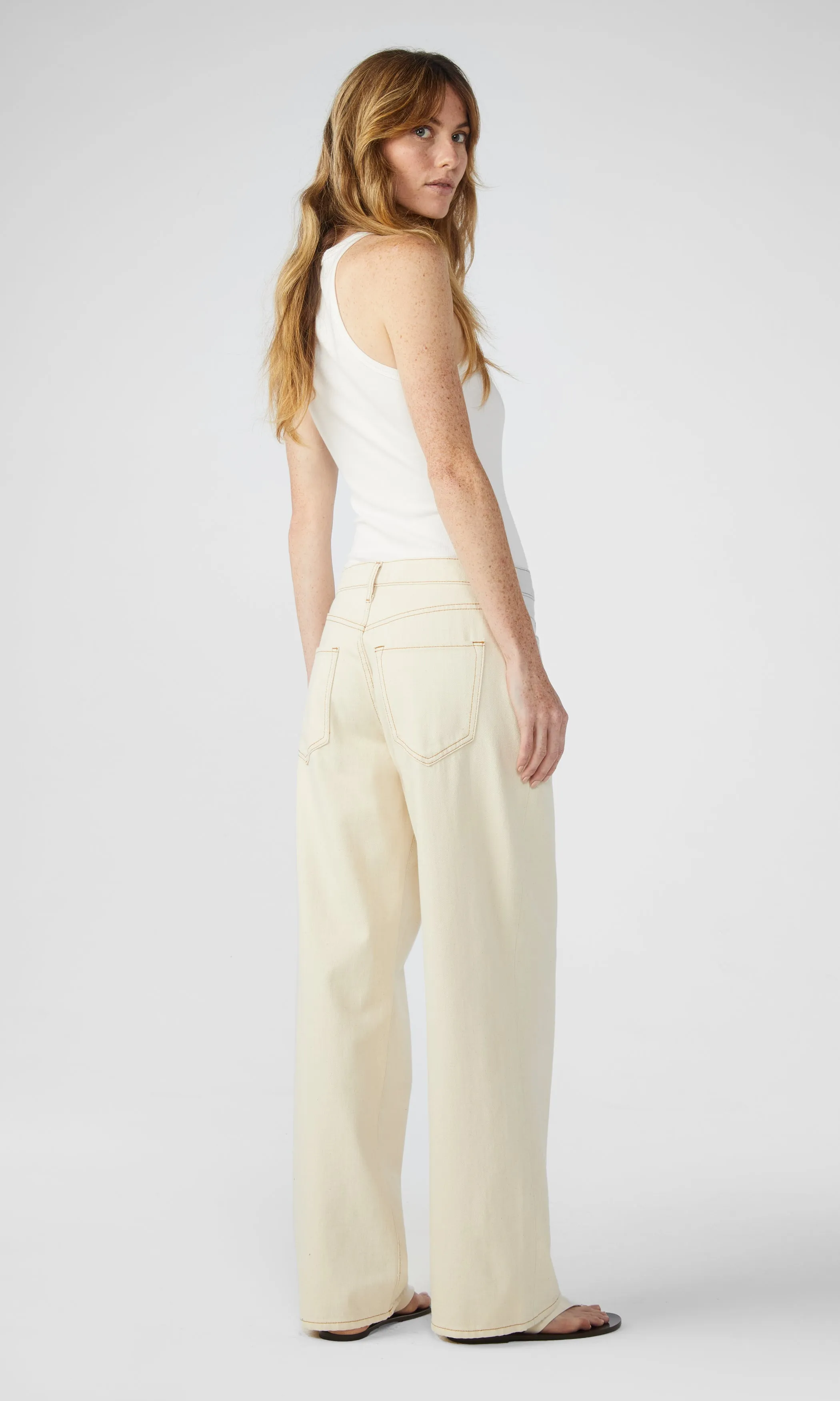 Ms. Sparrow Mid-Rise Baggy Jean - Off White