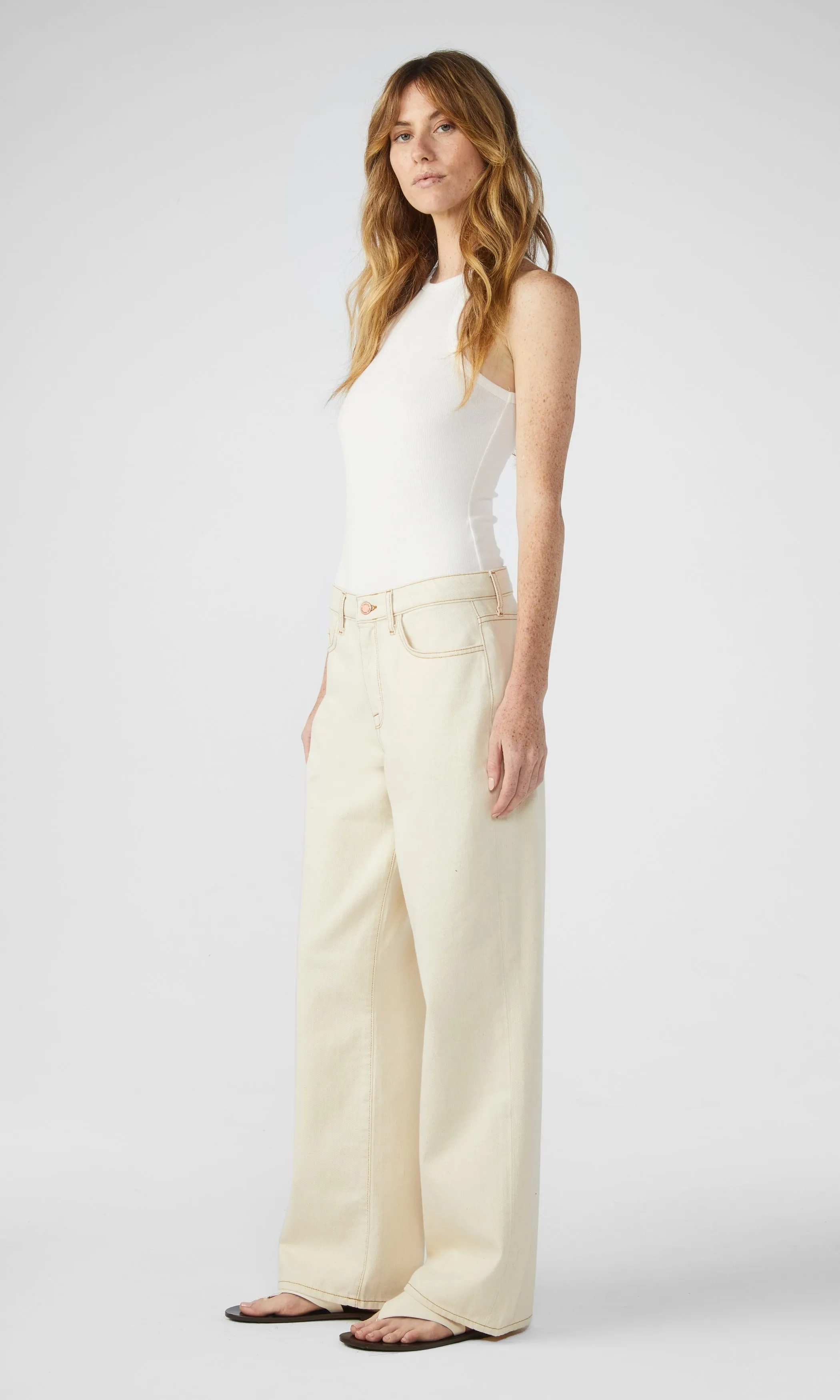 Ms. Sparrow Mid-Rise Baggy Jean - Off White