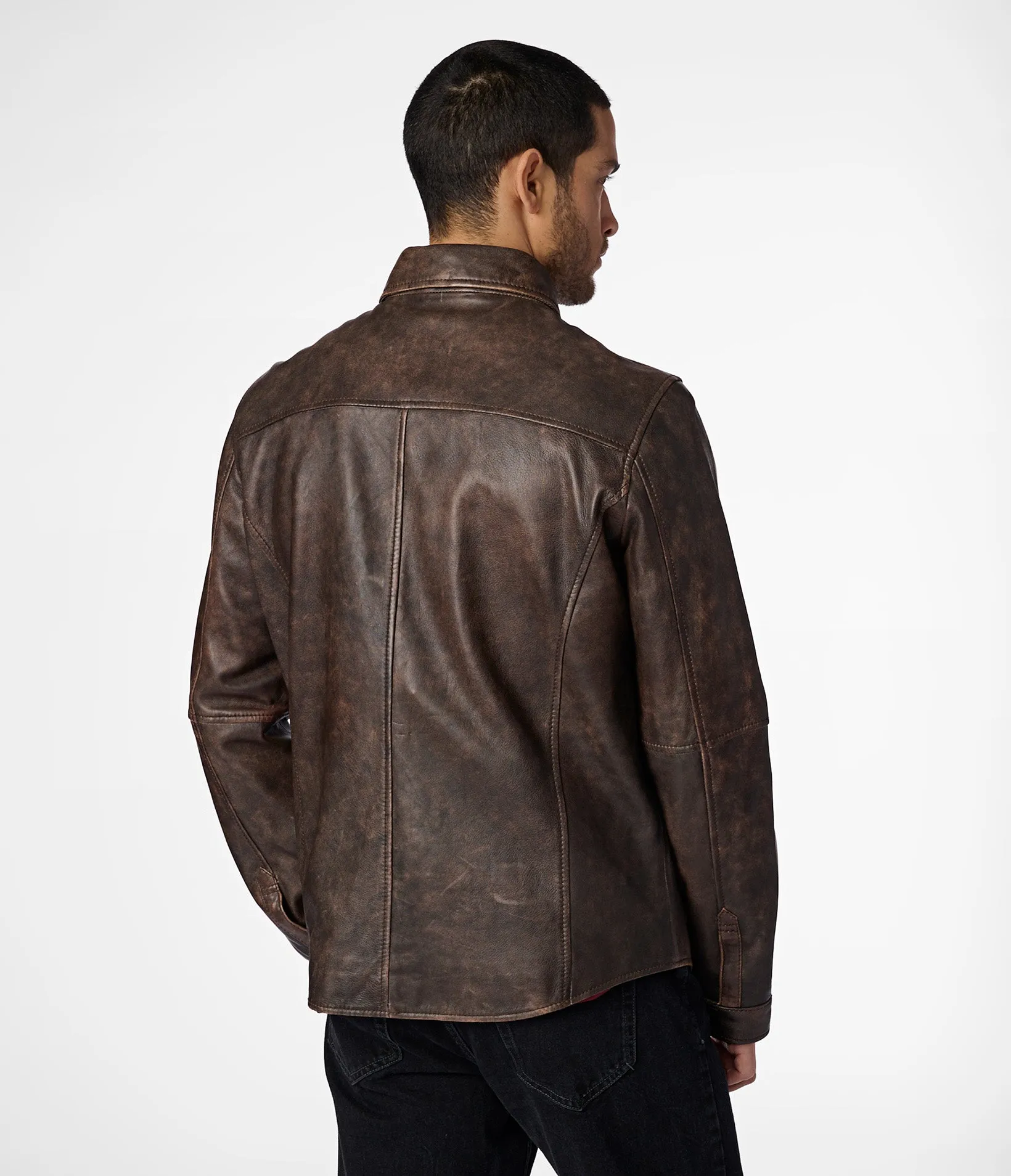 Nathan Genuine Leather Shirt Jacket