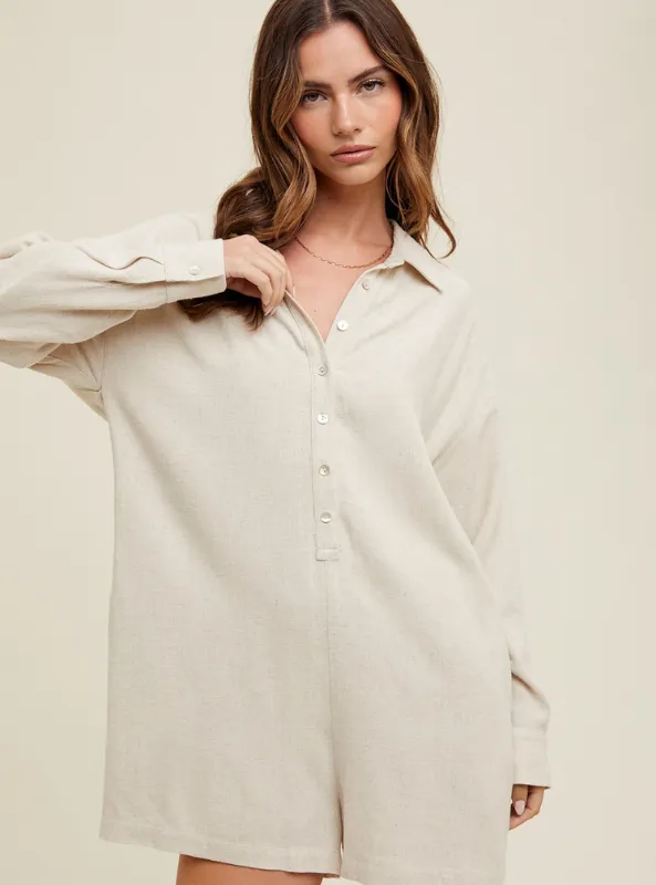 Oatmeal Linen Romper