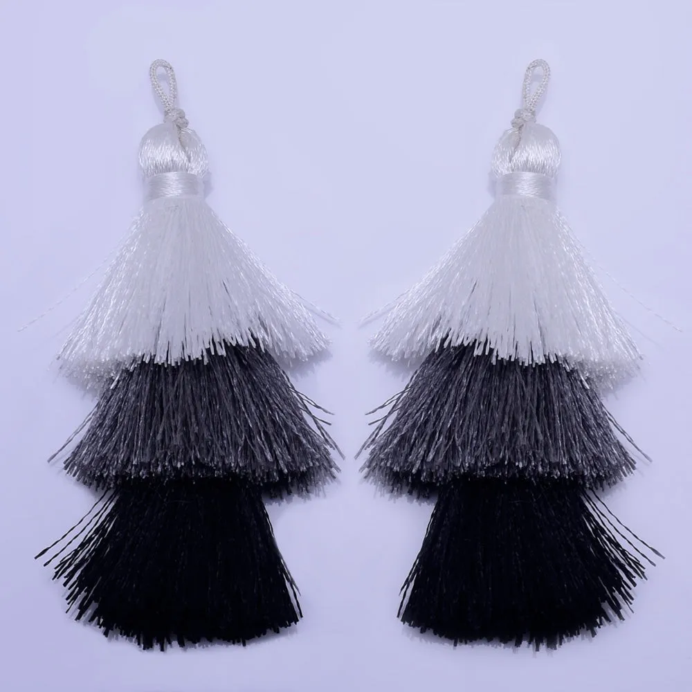 Ombre Tassels Tiered Tassel Polyester Thread Tassel pendant Earrings Jewelry Gift for Women 2pc 10199750