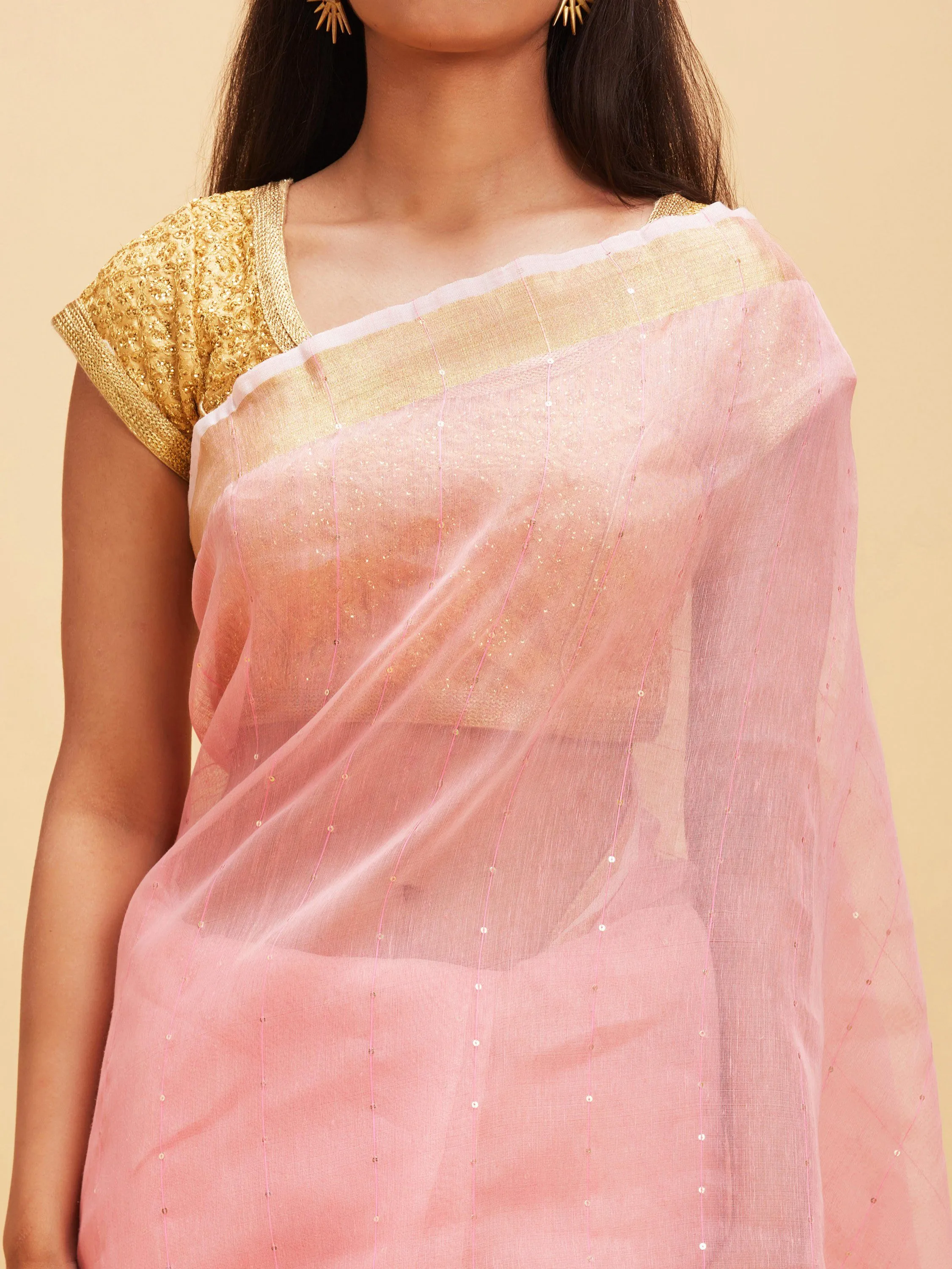 Peach colored matka silk