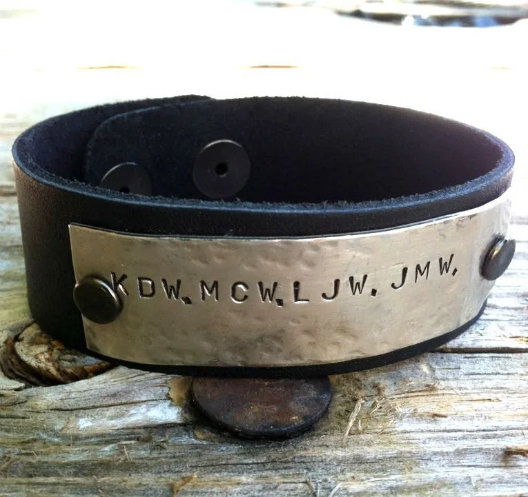 Personalized Motocross Leather Bracelet