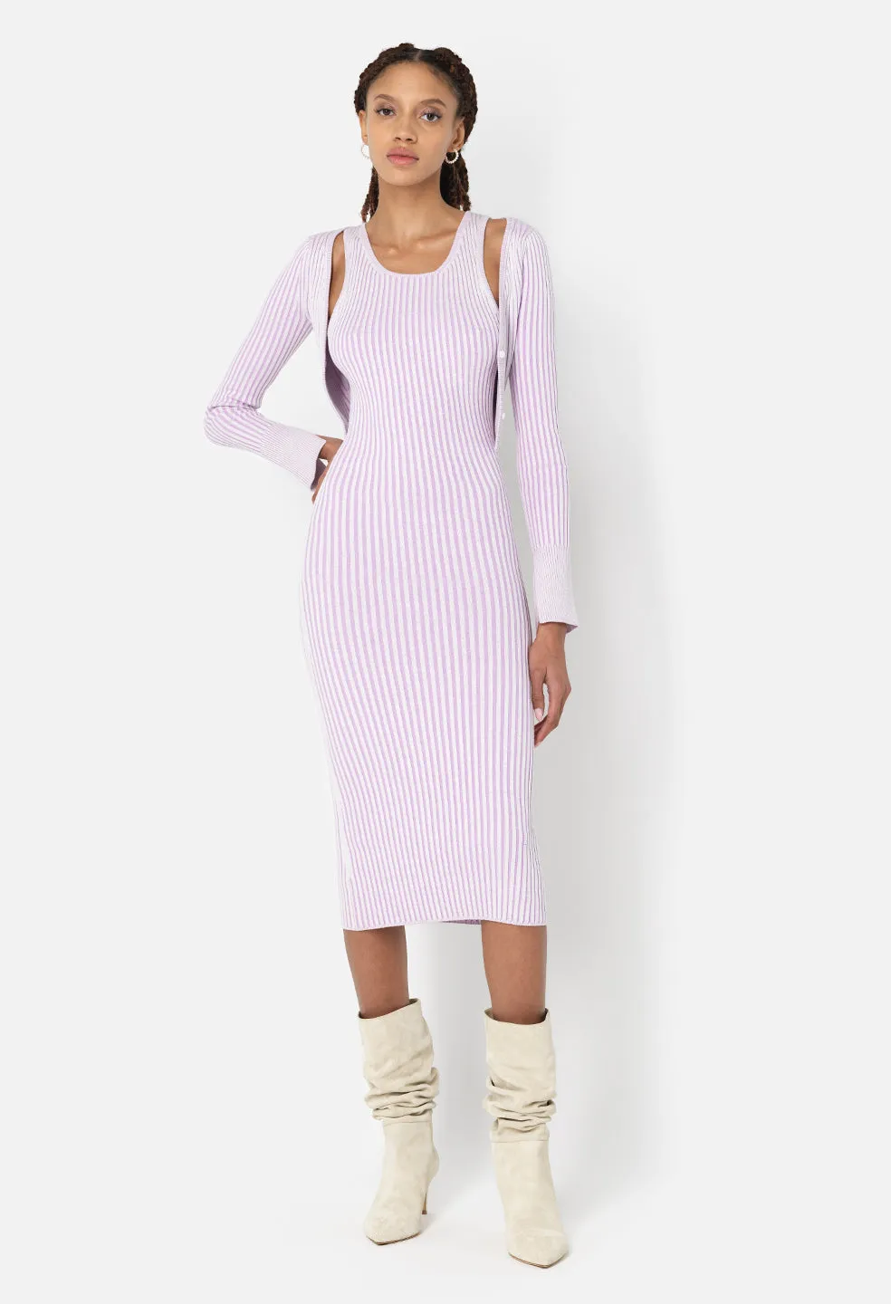 Piper Silk Rib Dress / Lavender