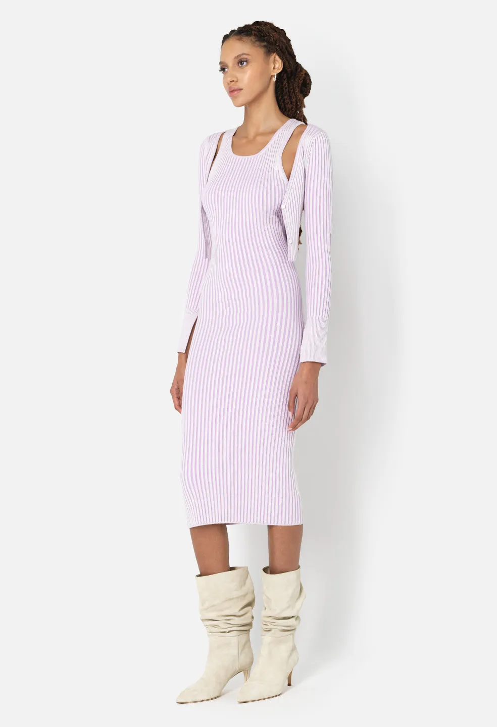 Piper Silk Rib Dress / Lavender