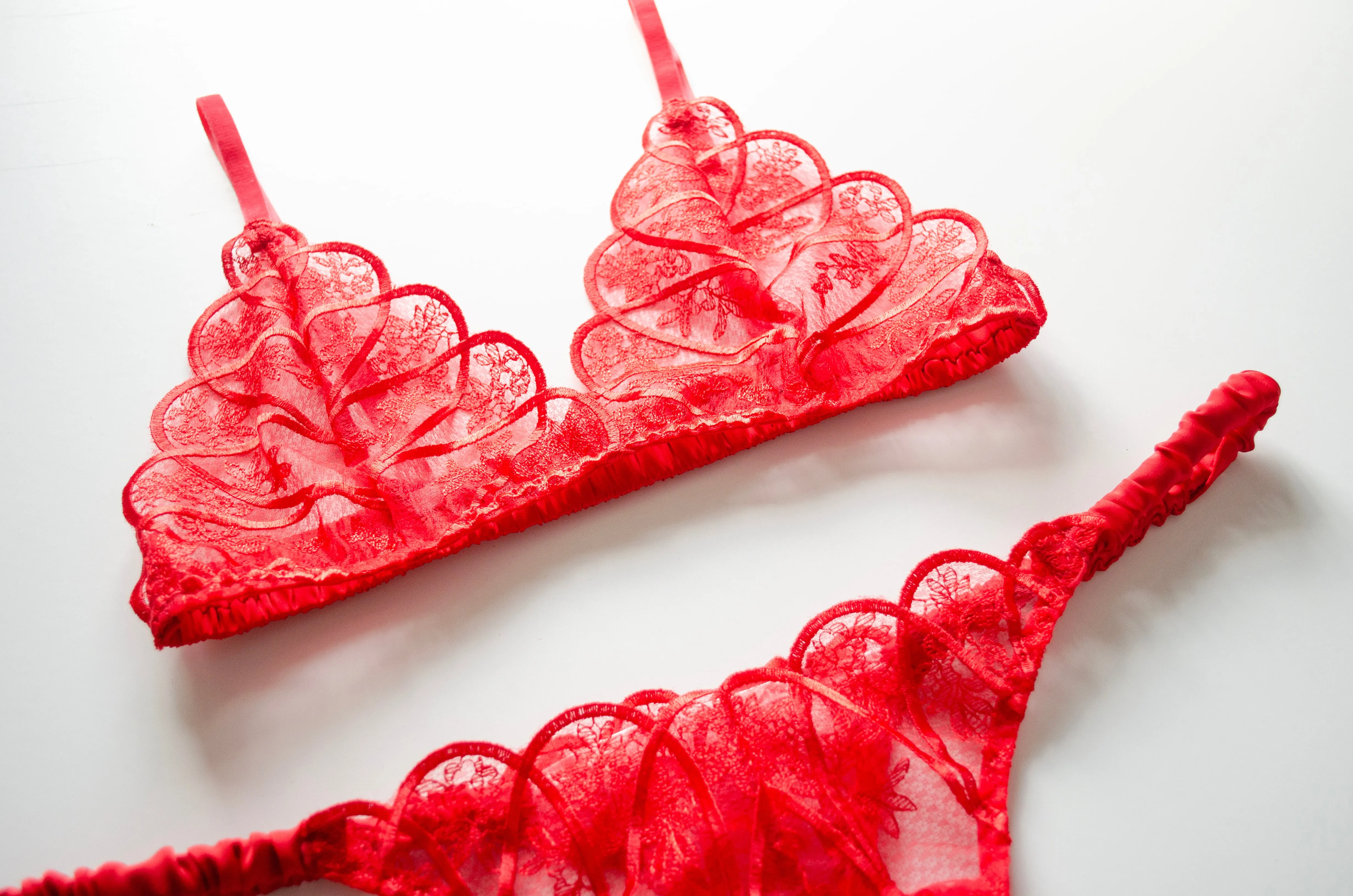 Scarlet Lace And Satin Bra