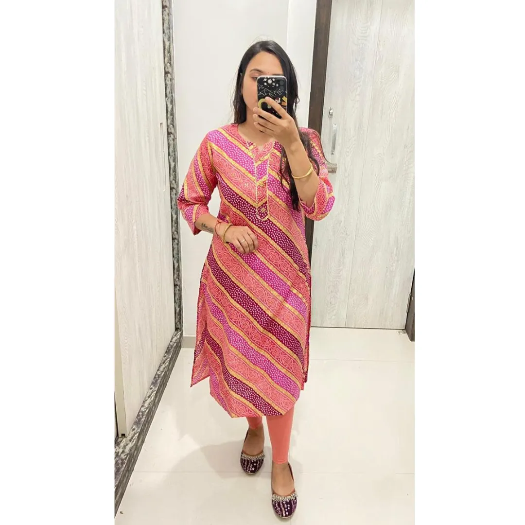 Selfie Lehariya Straight Women Kurti