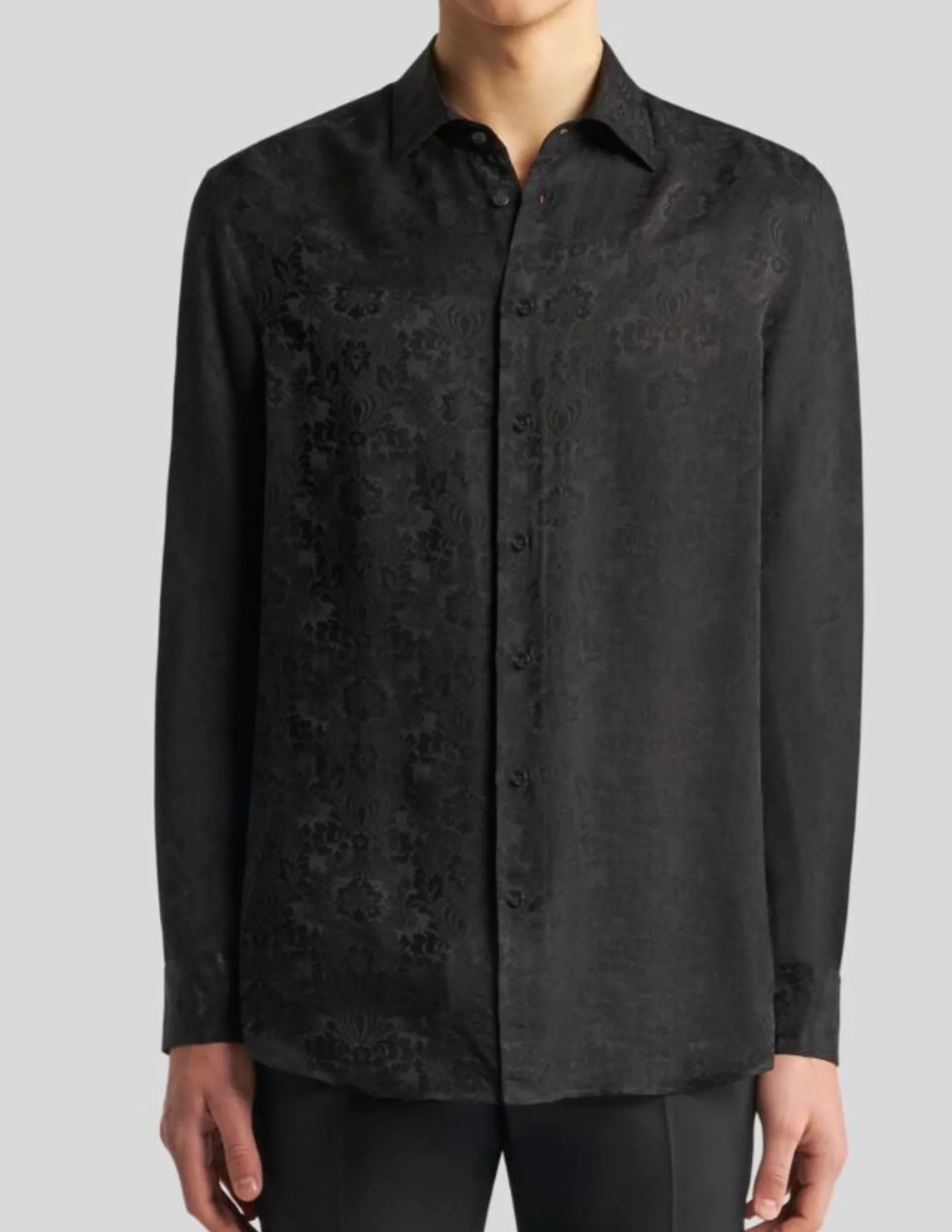 Silk Jacquard Shirt | Black