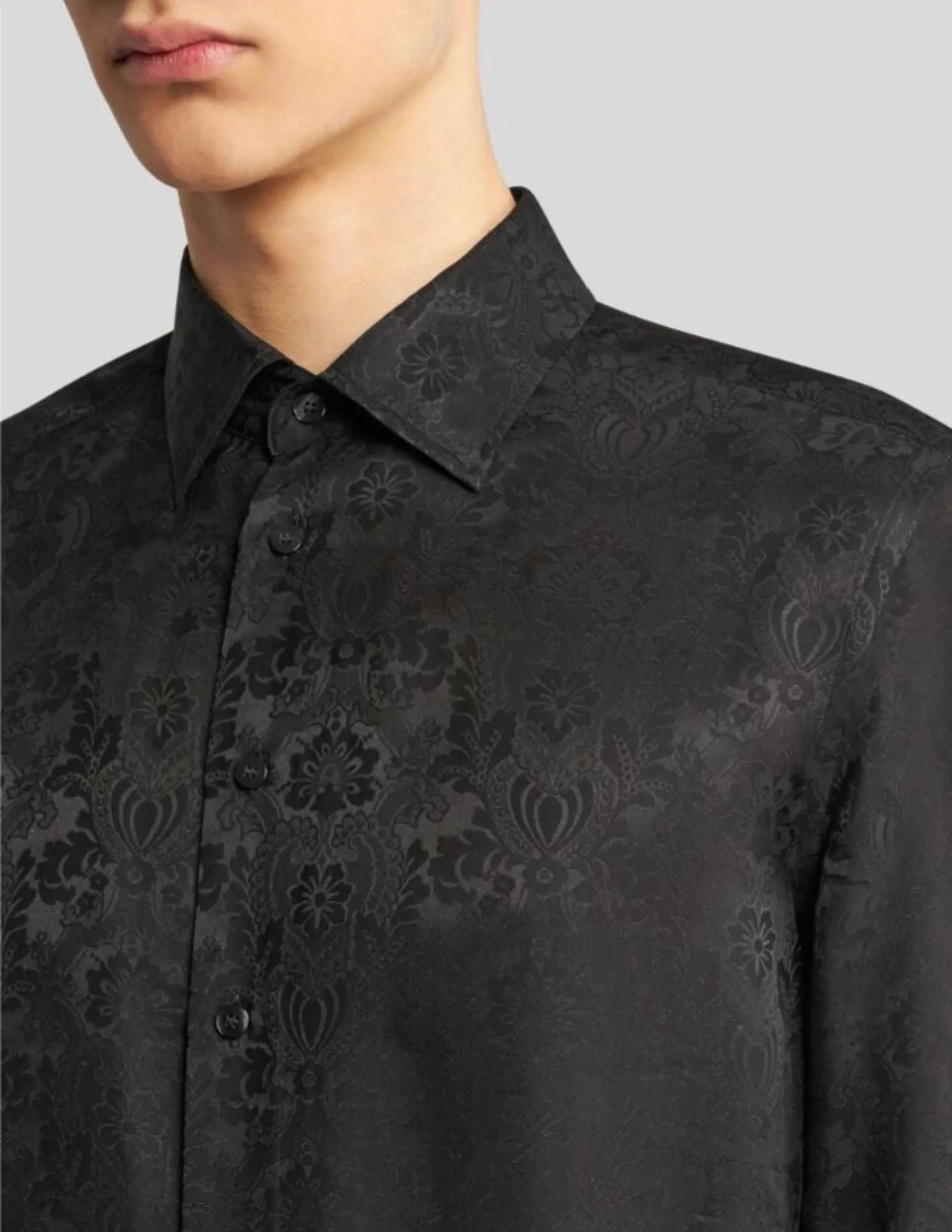 Silk Jacquard Shirt | Black