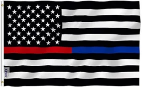 Thin Blue Line and Red Line USA Polyester Flag