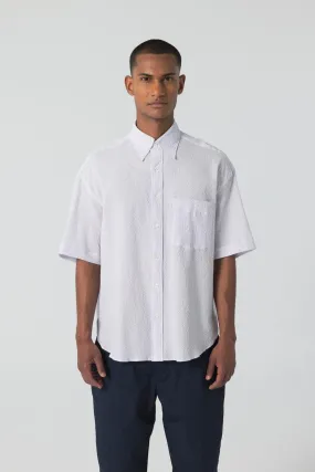 Unfeigned - Short Sleeve Baggy Shirt Seersucker - Lavender