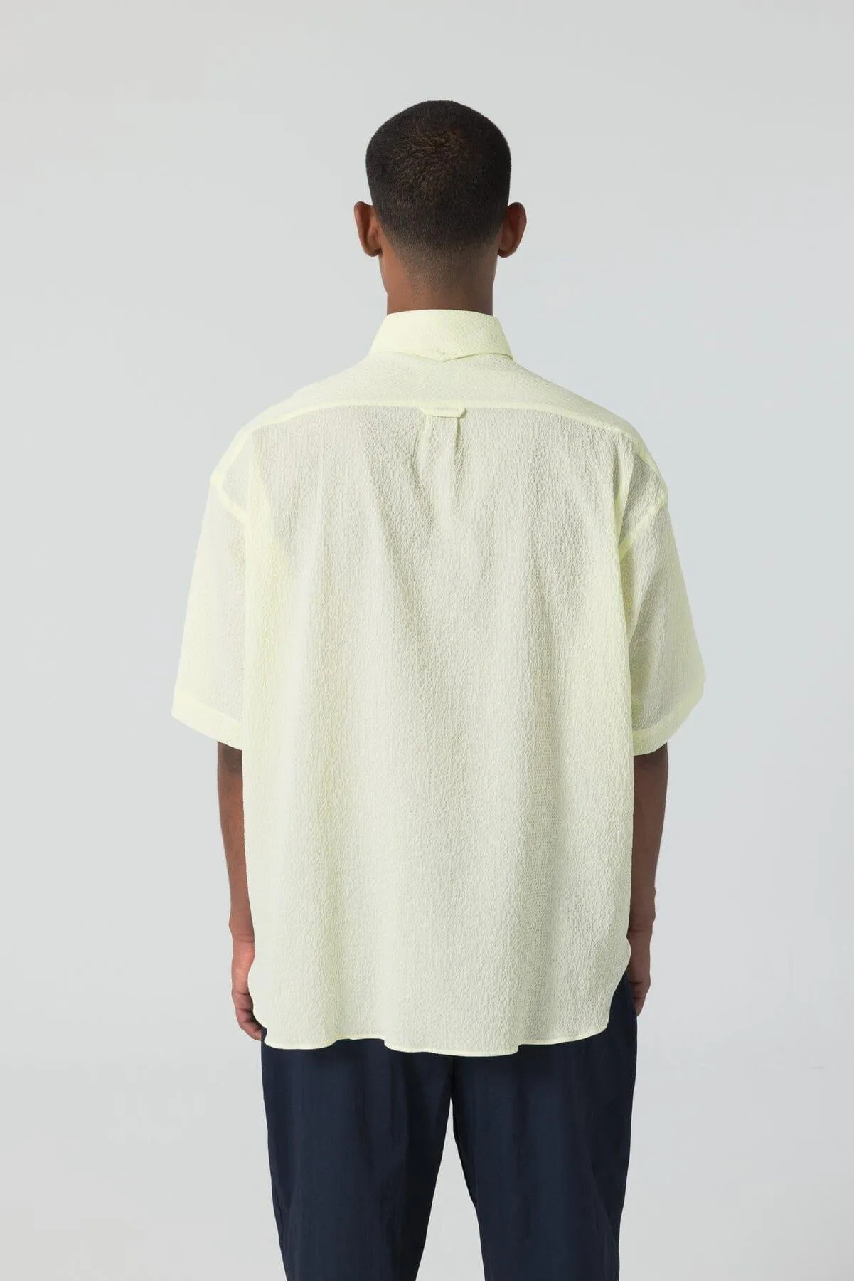 Unfeigned - Short Sleeve Baggy Shirt Seersucker - Lemon