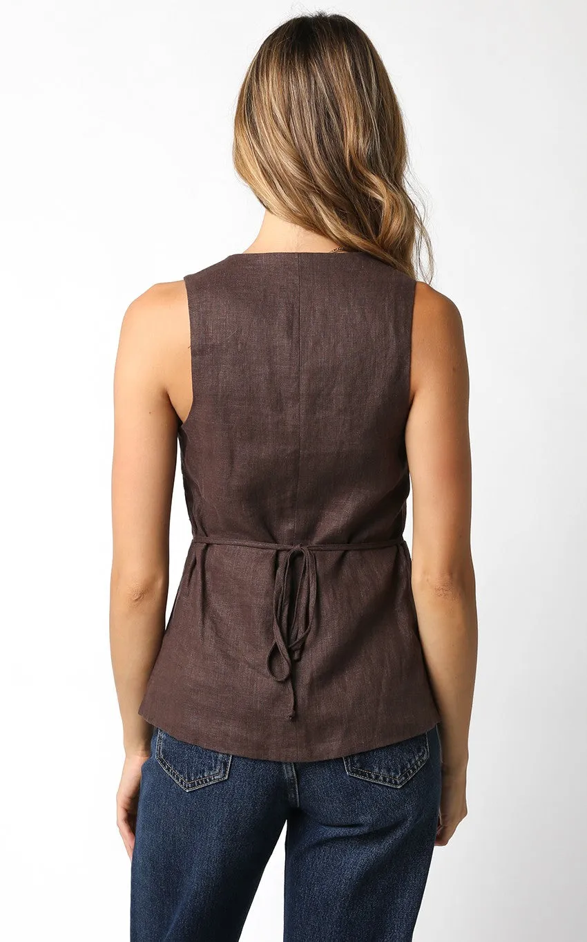 Val Linen Top - Espresso