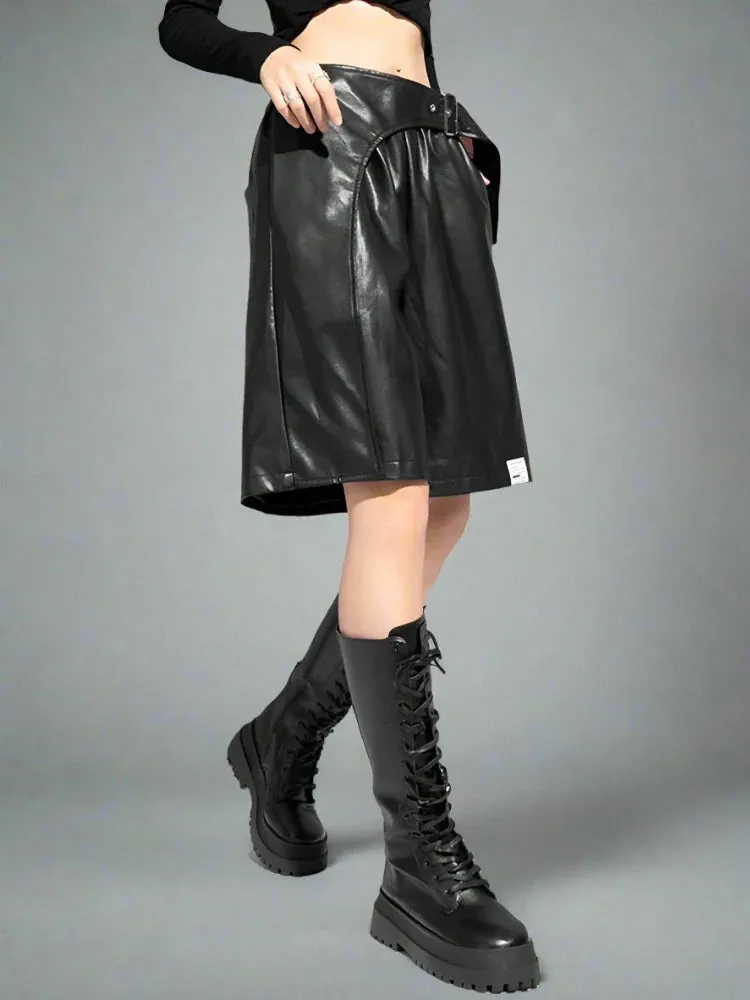 Vegan Leather Gothic Shorts