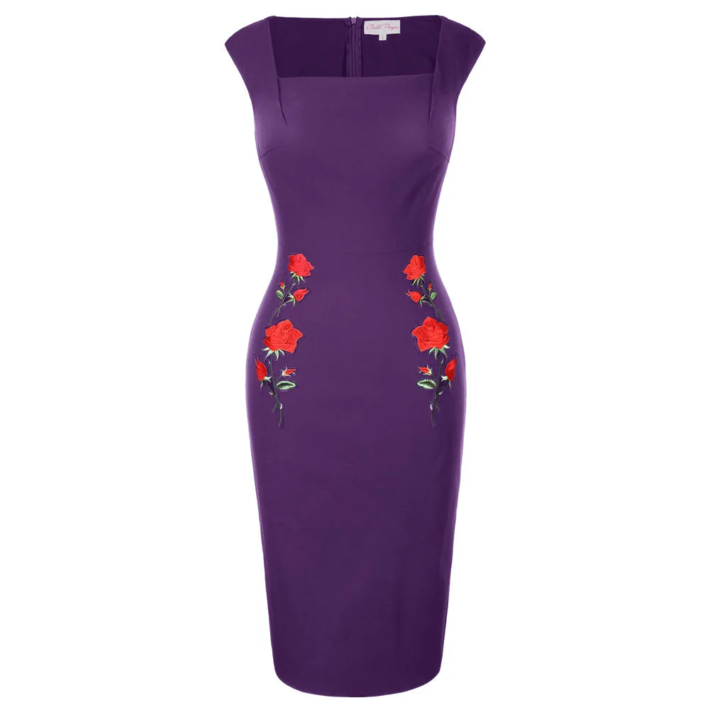 Vintage Hips-Wrapped Bodycon Pencil Dress