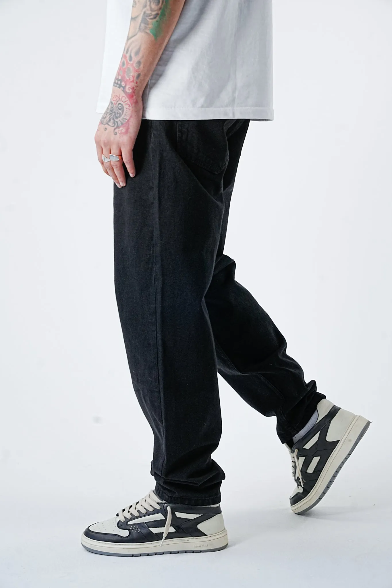 Wide Fit Baggy Black Denim