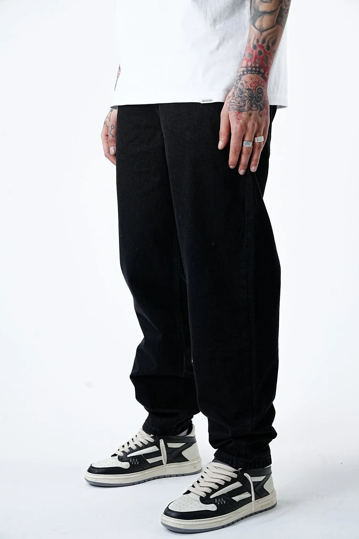 Wide Fit Baggy Black Denim