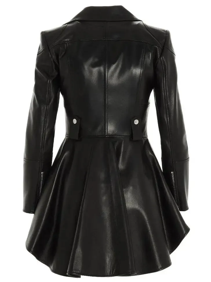 Women’s Asymmetric Peplum Leather Biker Jacket